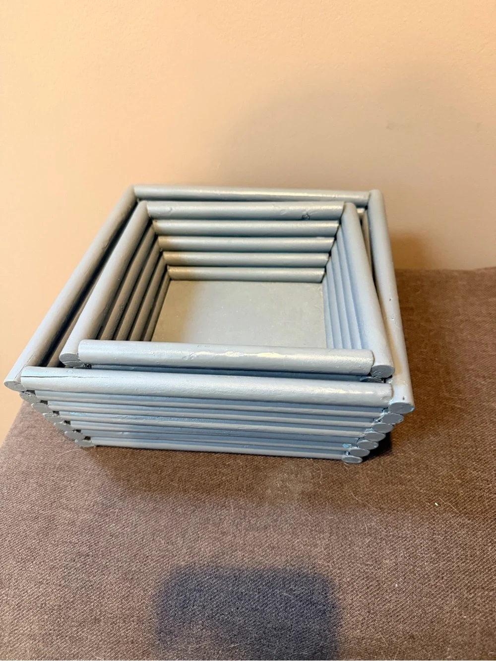Handcrafted Gray Wooden Nesting Baskets - Home Accents